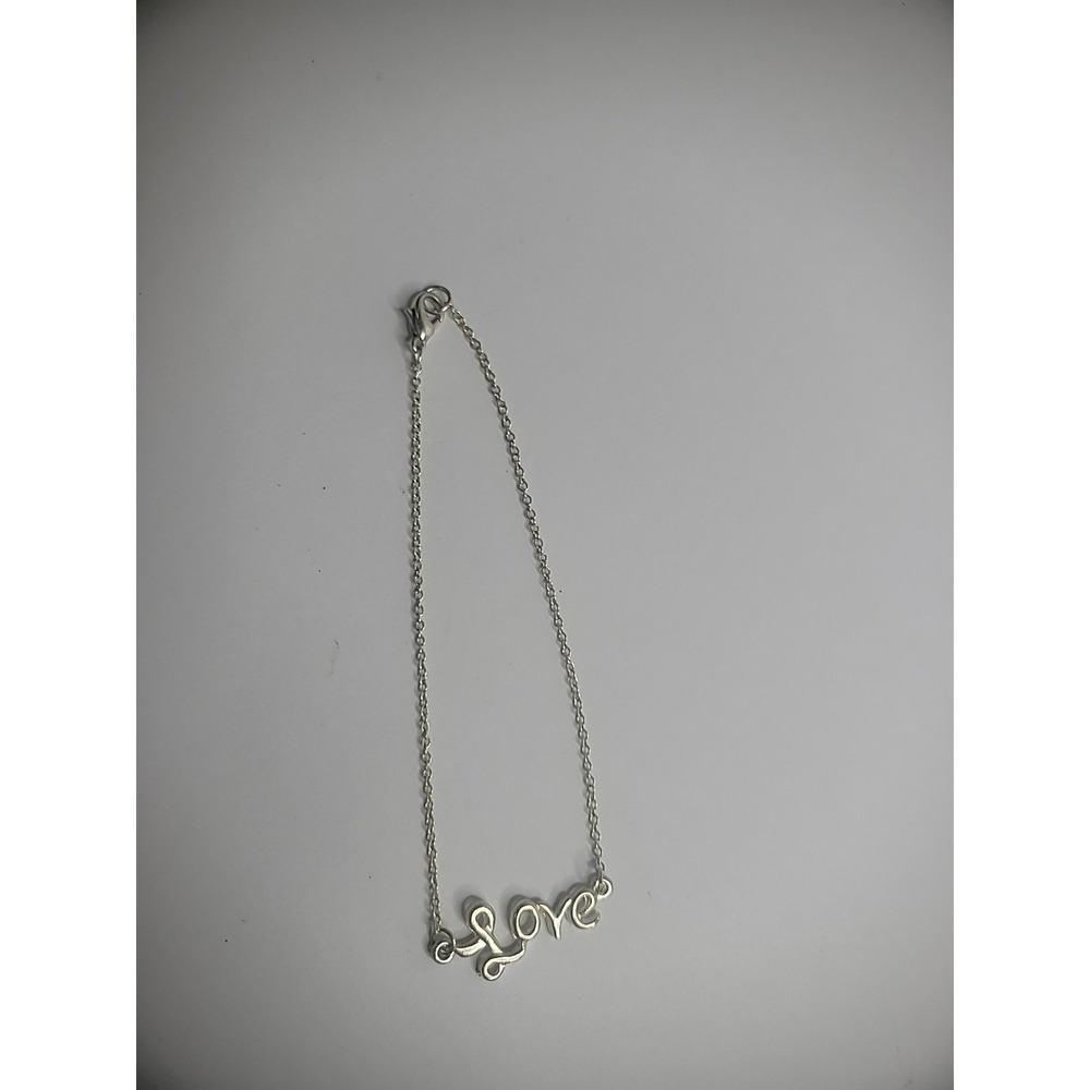 Vintage Silver Tone Bracelet Anklet Love Charm Jewelry Costume